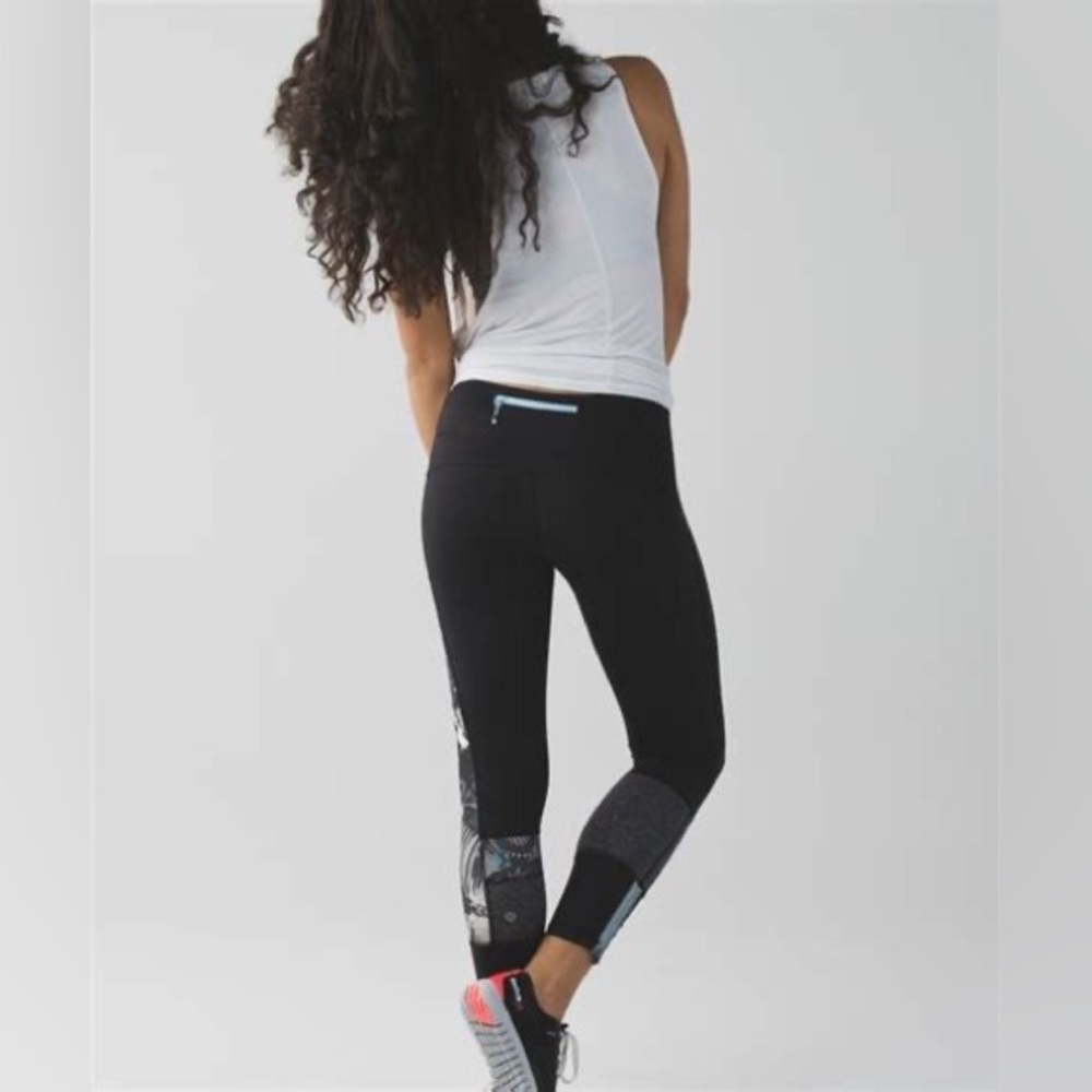 Lululemon Leggings Run the World 7/8 Exploded Angel Wing Black Butterfly 4